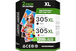 Salols 305XL Ink Cartridges Replacement for HP 305 Ink Cartridges Black and Colour for HP305 XL for HP DeskJet 2820E 2810E 2700 2710e 2720e 4120e 2721e Plus 4100 4120 Envy 6020e 6032e Pro 6430,2-Pack