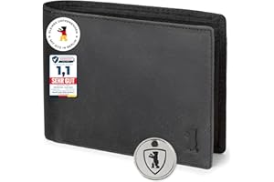 Berliner Bags Vintage Geldbörse, Portmonee aus Leder, Geldbeutel mit TÜV-geprüftem RFID-Schutz, für Herren - Dunkelgrau