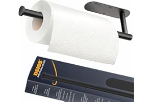 Deiss Pro Porte-serviettes en papier noir – Rouleaux d'essuie-tout – Pour la cuisine – En vrac – Autocollant sous l'armoire – Disponible en adhésif et en vis – Acier inoxydable
