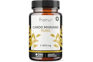 INATUR LAB Cardo Mariano 2.400mg - 250 Comprimidos | 80% Silimarina de Extracto 40:1 | Detox Hepático Natural | +8 Meses de Suministro | Apto para Veganos | Sin OGM y Sin Gluten