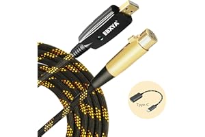 EBXYA XLR Câble USB Câble USB vers XLR femelle 3M Convertisseur de connexion microphone Enregistrement de musique par ordinateur Câble microphone USB