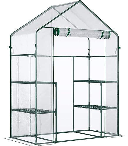 Serra Giardino Pvc Serra Da Balcone HOMASIS 143x73x195 Cm - Copertura In PVC, Porta Avvolgibile, Per Piante Invernali Miniserra Giardino