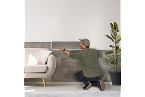 ‎SUN WOOD BY STAINER SUN WOOD Stick-it selbstklebende Holz Wandverkleidung im vergrauten Altholz Design VERSCHLAGBRETT 03 - Wandpaneele zum Kleben 0,48m2