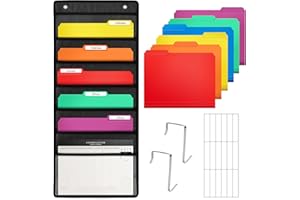 D-FantiX Hängeorganizer Büro ordner mit 6 Großen Taschen, Wandorganizer Hängeaufbewahrung Organizer tür für papier Groß Magazinboard Zeitungshalter für das Zuhause, Büro, Schule