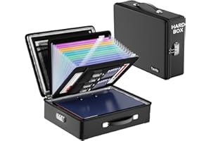 Tamfile Fireproof Document Box, Hard-Shell Water Resistant Safe Box with Fireproof Zipper & Lock, Portable File Storage Organiser Box for Important Documents, Laptop, Passports and Valuables, Black