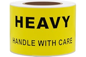 HYBSK Hylabelest Heavy Warning Stickers 2x4 Inch Yellow Heavy Handle with Care Stickers Special Handling Shipping Labels 200 Adhesive Labels Per Roll