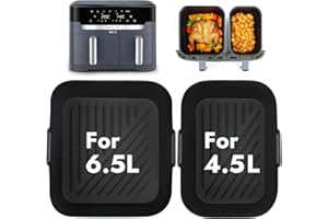 BYKITCHEN Airfryer silikonowa forma do frytkownicy Tefal Dual Easy Fry XXL, dwukomorowa, 11 l (6,5 l + 4,5 l), frytkownica na gorące powietrze, akcesoria do frytkownicy Tefal Airfryer EY942BE0