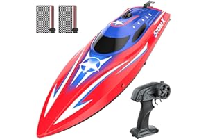 HOLYFUN Remote Control Boat for Kids and Adults RC Boot mit proportionaler Steuerung, 20+ km/h, wasserdicht, 30 Min Spielzeit, 2 Akkus, 2,4 GHz Fernsteuerung, für Kinder & Erwachsene, Pool & See