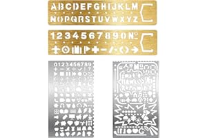 Sxutop 4 Piezas Plantillas de Metal con Números y Letras Plantillas Letra Inglesa Reutilizables Reglas de Letras y Numeros plantillas de Pintura Del Alfabeto para Diario Pintura Marcapáginas