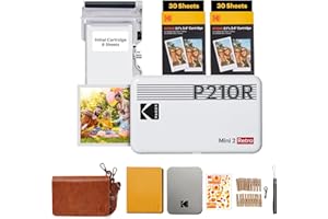 KODAK Mini 2 Retro 4PASS przenośna drukarka fotograficzna (5,3 x 8,6 cm) – zestaw upominkowy zawiera 68 arkuszy, biała