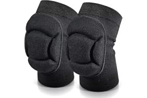 JKLE Knieschoner mit dickem Schwamm rutschfest, atmungsaktiv, Knieschoner, Stützbandage, Damen Herren Kniebandagen für Volleyball, Basketball, Yoga Schwarz (M)