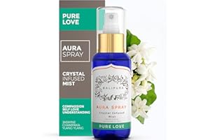 BALIPURA Aura Spray para atraer “ Amor Puro ” con Energía de cristales sanadores y aceites Esenciales naturales de Jasmin, Ylang Ylang y Chempaka - Hecho a mano en Bali y bendecido bajo la luna llena - 100ml