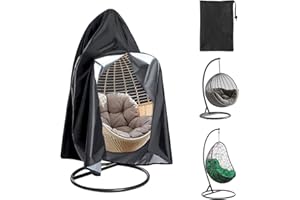 HFDONGL Pokrowiec na fotel wiszący, pokrowiec na meble ogrodowe, odporny na warunki zimowe, z zamkiem błyskawicznym, sznurek ściągający, ochrona przed promieniowaniem UV, pokrowiec na fotel wiszący, pokrowiec