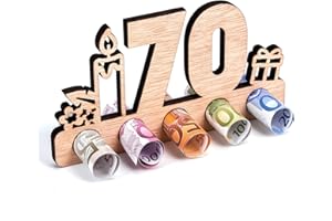 EUES Geldgeschenke Verpackung, 70 Geburtstag Geldgeschenk Holz, 70 Geburtstag Frauen, Geschenke Holz, Geldgeschenke Geburtstag Jubiläum Geschenk 70 Geburtstag Männer, Geschenk für Frauen(16*0.7*8.5cm)