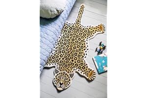 RugVista Leopard Tapis pour Chambre d'enfant, 100x160 cm, Forme irrégulière, Poil Moyen, Nettoyage à Sec, Chambre pour Jeunes et bébés, Pas de substances nocives, Beige