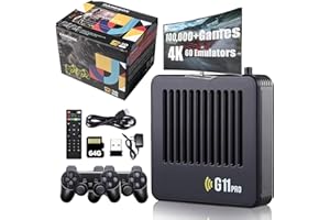 RUILEYOU Retrowave G11 Pro, pixelplay g11 pro 4k, G11 Pro Game Box, Multiplayer, Archivable, Plug and Play, Customizable Downloaded Games, with 2 Wireless Dual Controllers (64GB)