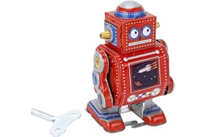 Keenso Robot Vintage à Remonter, Mécanique Rétro Classique, Jouet de Printemps pour café, Bar, Restaurant (Rouge)