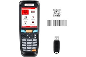 JRHC Lecteur de codes-barres 2D Inventaire et Collecteur avec récepteur USB sans fil 2,4 GHz Écran LCD multifonction de 2,8 pouces Lecteur de codes-barres avec longue distance de transmission.