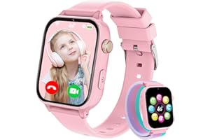 PTHTECHUS Smartwatch Niños con GPS y Llamadas, Reloj Niños con 4G Telefono, SOS, Chat de Voz, Videollamada, WIFI Modo Clase Cámara Podómetro Juegos Calculadora, Reloj Llamadas Niño Niña de 4 a 12 Años, Rosa