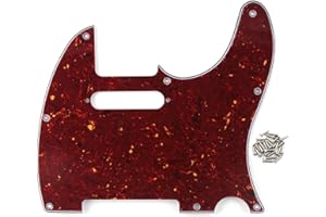 FLEOR IKN Pickguard TL 8 trous 4 plis rouge écaille de tortue Pickguard à trou de cou à simple bobinage pour le remplacement de la plaque TL TE standard américaine/mexicaine