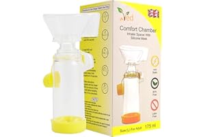 VED Inhaler Spacer Anti-Static Spacer Device, Inhaler Chamber, use with Metered Dose Inhaler, BPA and Latex Free for Adult (Adult (Yellow))