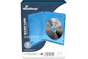 Custodie Mediarange per cd, dvd e blu ray slim 11mm con tasca trasparente per copertina, confezione da 5 pezzi