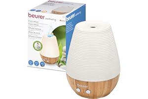 ‎BEURER Beurer LA 40 Aroma Diffuser, Duft-Vernebler mit Ultraschall-Zerstäubung, mit Wellnesslicht und Farbwechsel, aus Holz und Porzellan, für Räume bis 20m2