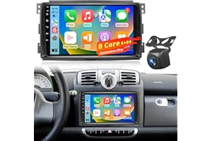 LORPHEIR 8-Core 4+64G Qualcomm Autoradio Android per Mercedes Benz Smart Fortwo 2005-2010, Stereo Touchscreen HD 9 Pollici IPS con CarPlay & Android Auto Wireless, DSP Hi-Res + Telecamera Retromarcia AHD