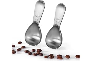 U-Taste Cuchara de Café de Acero Inoxidable 18/8: Juego de 2 Medidoras de Metal de 15ml Con Mango Corto para Café Molido, Granos, Polvo, Expreso (2 Piezas)