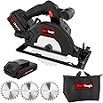 Werktough 20V Cordless Circular Saws with 3pcs Saw Blades(16mm), Max 4000RPM, Parallel Guide, Ideal for Wood, Plastic, Soft Metal CS01