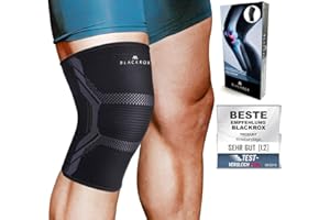 ‎BLACKROX BLACKROX Knee Support [Comparison Winner 2024] Size S-XL | For Men and Women | Stabilisation for the Knee & Meniscus | Perfect for Sports, Strength Sports & Bodybuilding | Knee Bandage V1 | Black Size
