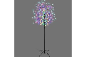 NETTA 5FT LED Cherry Blossom Tree, Pre-Lit 250 Lights, Auto-Off Timer and 8 Lighting Modes, 3M Power Cable, Suitable for Indoor and Outdoor Use - Multi-Colour