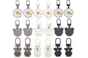 KASESSS 18 Pezzi Cursore Cerniera Ricambio, Zip Cerniera in Metallo, Carino Tiretti per Cerniere, Universale Tiretto per Zip, Tiralampo per Cerniera per Vestiti, Bagagli, Valigia, Jeans, Zaino