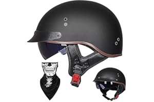 EBAYINHelmet – Cruiser Chopper Scooter Pilot Jet DOT+ECE Certified Personality Retro Harley Motorcycle Helmet Vintage (I, M=(57 ~ 58 cm))