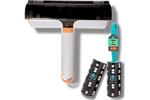 BASAMA ® Quita pelos Mascota + un Mango y 2 Rollos Adhesivos quitapelos Mascota | Quita pelos Gato y Perro de Sofas, Camas y Ropa de Forma eficaz.