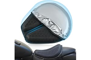 SKYJDM Foldable Motorcycle Seat Cushion with Sunshade Cover, Large 3D-Honeycomb Structure Shock Absorption & Breathable Motorcycle Gel Seat Pad for Long Rides