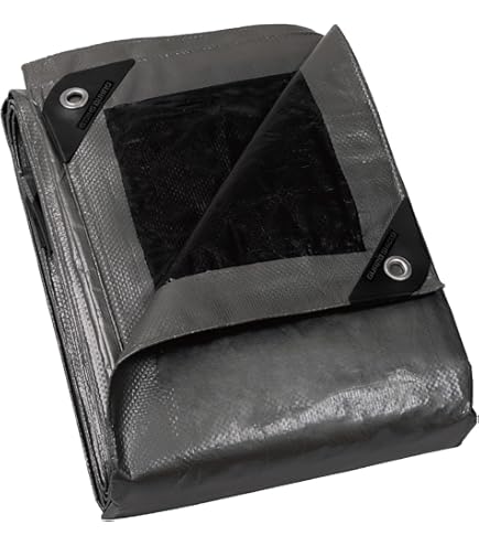 Wiltec weerbestendig afdekzeil 5 x 8 m grijs, waterdicht dekzeil met ogen, Polyester-zeil 650 g/m², UV-bestendig tuinzeil, robuust beschermzeil met PVC-coating