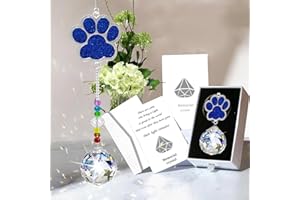 PEILI Dog Memorial Gifts for Loss of Dog, Pet Paw Print Sympathy Gifts Crystal Window Suncatcher,Dog Remembrance Gift Sun Catcher, Pet Passing Away Loss Rainbow Maker Gifts