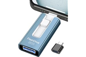 GNASEET USB Stick 256GB für Phone, 4 in 1 USB Speicherstick für Phone/Pad/Android Handy/PC, USB 3.0 Memory Stick High-Speed Flash Laufwerk, Phone Externer Speichererweiterung Fotostick, Blau