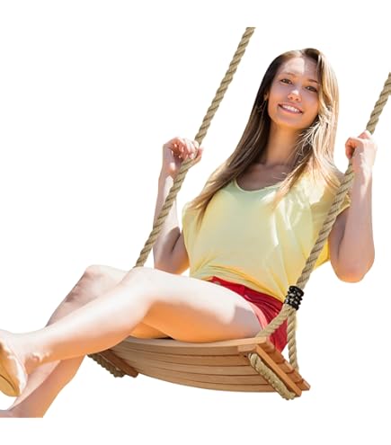 Siège De Balançoire En Bois Avec Corde De Chanvre - Réglable - Pour Enfants Et Adultes (jusqu'à 100 Kg)