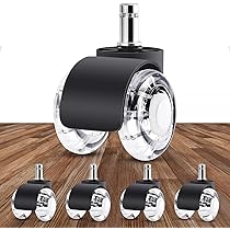 Lot De 5 Roulettes Frein Pour Chaises De Bureau - Diamètre Axe 11mm, Roue 50mm, Pour Sols Durs