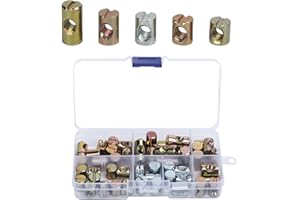 MENGON 50 Uds Tuerca cilíndrica M6 11/14/13/15 / 20mm Montaje muebles Tuercas cilíndricas ranuradas para perno Allen Tuerca al carbono para soporte cama silla Montaje madera