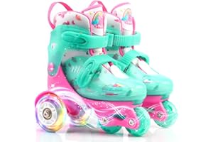 4-PEJIIJAR Unicornio Patines 4 Ruedas Niña Patines Niños Patines 3 Puntos Patines Ajustables con Ruedas Luminosas para Niñas y Niños Principiantes Regalo de Cumpleaños de Navidad
