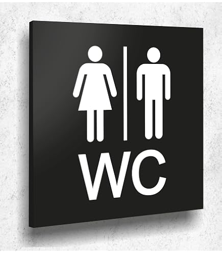 Targhetta Per Porta Visitatori WC In Alluminio Composito 12x12 Cm - Stampa UV, Made In Germany (Art. 2008) - 2