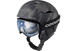 Odoland Kit di Casco Sci con Maschera Sci, Casco Snowboard con Occhiali Sci per Uomini Donne e Giovani Unisex, Antiurto e Antivento, Set di Casco per Sport Invernali