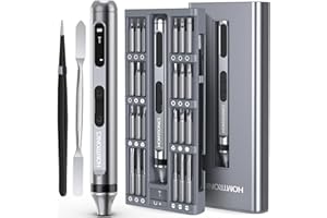Tournevis de Precision Electrique,[52 en 1/Écrans Oled] Homtronics Tournevis Electrique Sans Fil, Kit Tournevis De Précision, Mini Tournevis électrique Precision pour Montre,Lunettes,Drone,PC,Gris