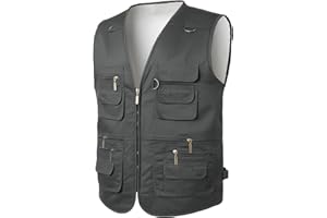 KTWOLEN Herren Outdoor Weste Winterweste Fleeceweste Freizeit Jagdwesten Trekking Wanderweste Ärmellose Fleecejacke Warm Angelweste mit 12 Taschen