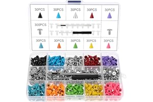 Fippy 300 Sets Colorful Bullet Cone Spikes and Studs Metal Cone Punk Rivets Screwback Studs with Punch Tools, Perfect for DIY Clothing Handbag Belt Dog Collars