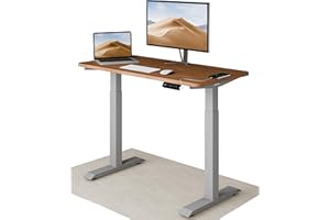 Desktronic biurko z regulacją wysokości (120 x 60 cm) – pulpit do siedzenia i stania z gniazdami do ładowania – biurko z regulacją wysokości, elektryczny ekran dotykowy i stalowe nóżki