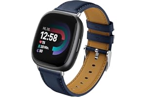 Syxinn Skórzana bransoletka kompatybilna z Fitbit Versa 4 / Versa 3, do zegarka na rękę Fitbit Sense / Sense 2, miękka, skórzana bransoletka, zamiennik paska do zegarka Versa 4/Versa 3, dla kobiet i